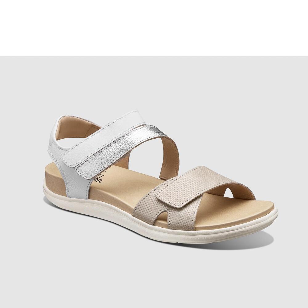 NEW SAMUEL HUBBARD women's capri sandal in textured pearl leather